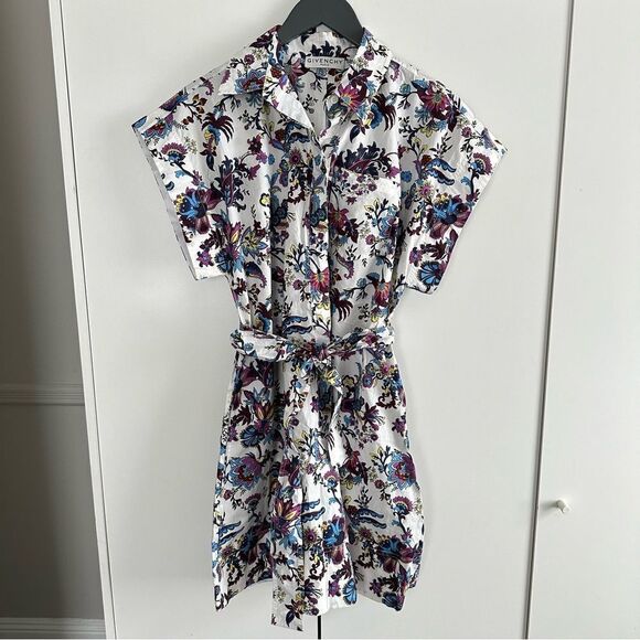 Givenchy Wallpaper Vines Floral Print Cotton Poplin Belted Dress - Picture 2 of 8